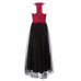 Xtraordinary Wine/Beaded Lace Black Tulle Overlay Maxi Dress 
